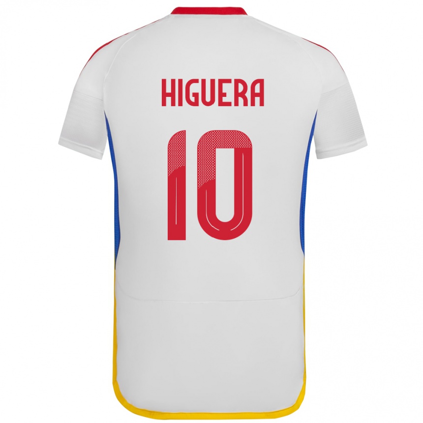 נשים כדורגל ונצואלה Enyerliannys Higuera #10 לבן הרחק ג'רזי 24-26