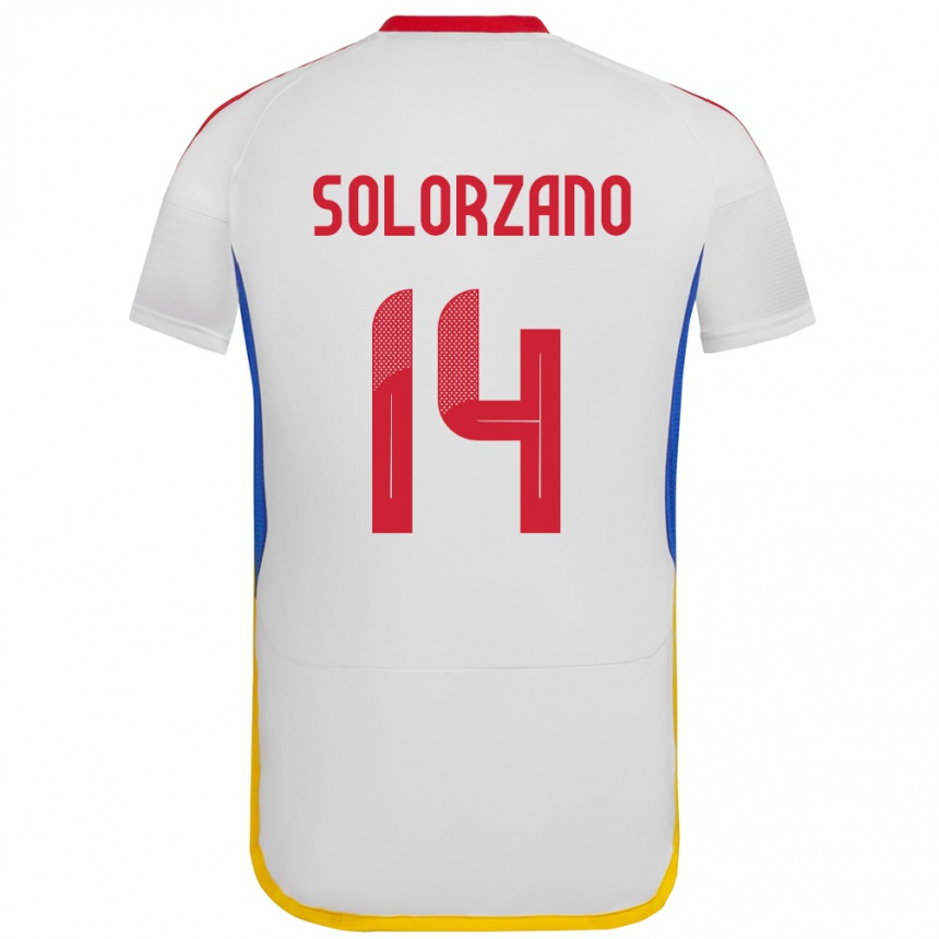 נשים כדורגל ונצואלה Fabiola Solórzano #14 לבן הרחק ג'רזי 24-26