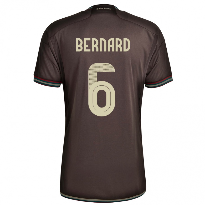 נשים כדורגל ג'מייקה Di'shon Bernard #6 חום לילה הרחק ג'רזי 24-26