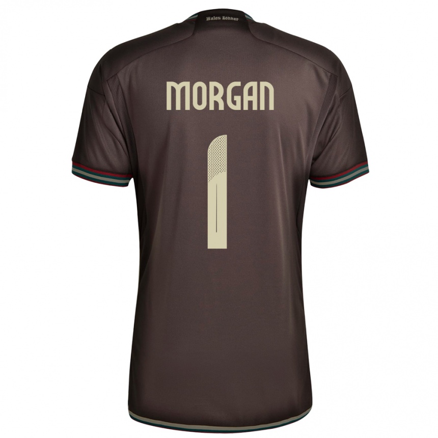 נשים כדורגל ג'מייקה Aliyah Morgan #1 חום לילה הרחק ג'רזי 24-26