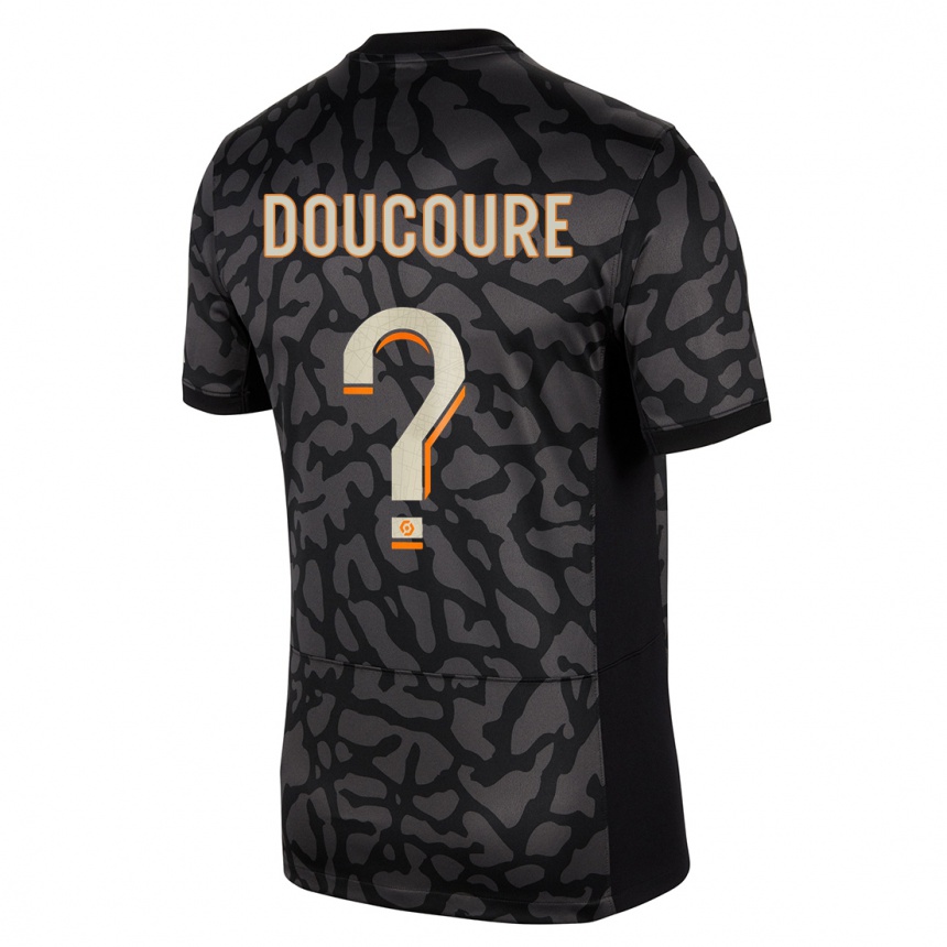 גברים כדורגל Sekou Doucoure #0 שָׁחוֹר ג'רזי קיט שלישי 2023/24