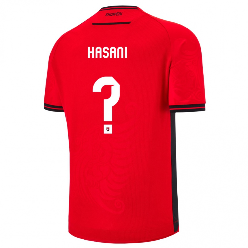 ילדים כדורגל אלבניה Ron Hasani #0 שחור אדום ג'רזי ביתית 26-28