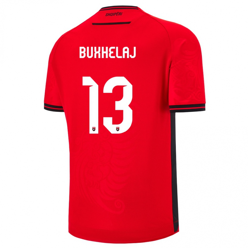 ילדים כדורגל אלבניה Paulo Buxhelaj #13 שחור אדום ג'רזי ביתית 26-28