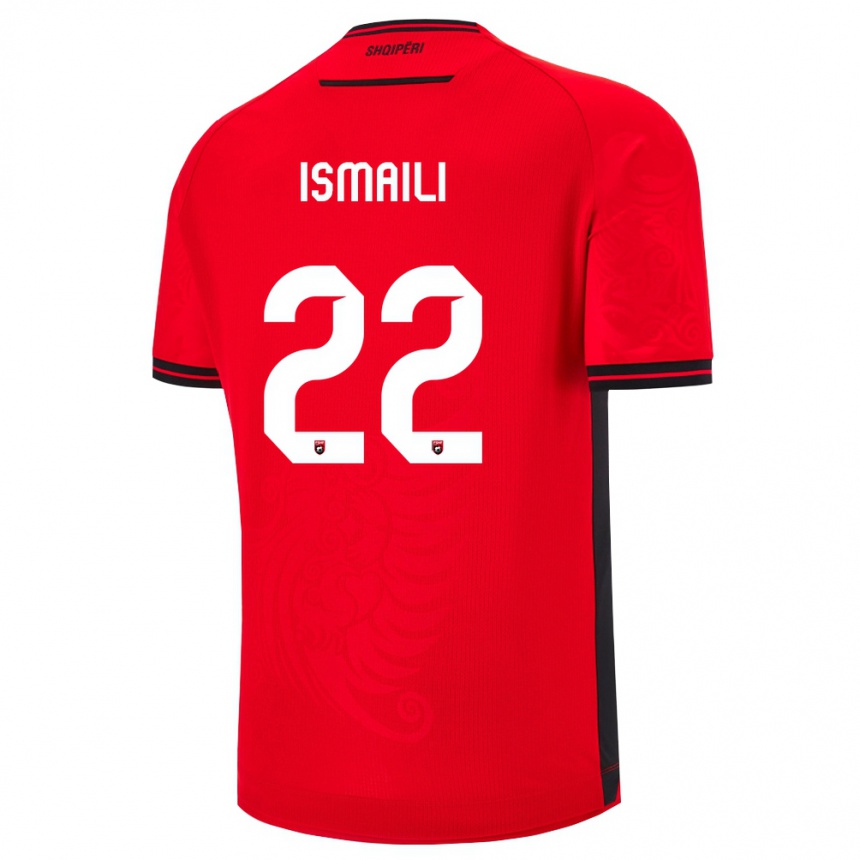 ילדים כדורגל אלבניה Ysni Ismaili #22 שחור אדום ג'רזי ביתית 26-28