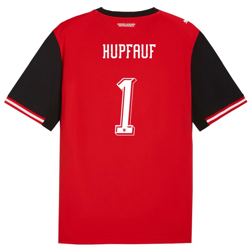 ילדים כדורגל אוסטריה Teo Hupfauf #1 שחור לבן ג'רזי ביתית 26-28