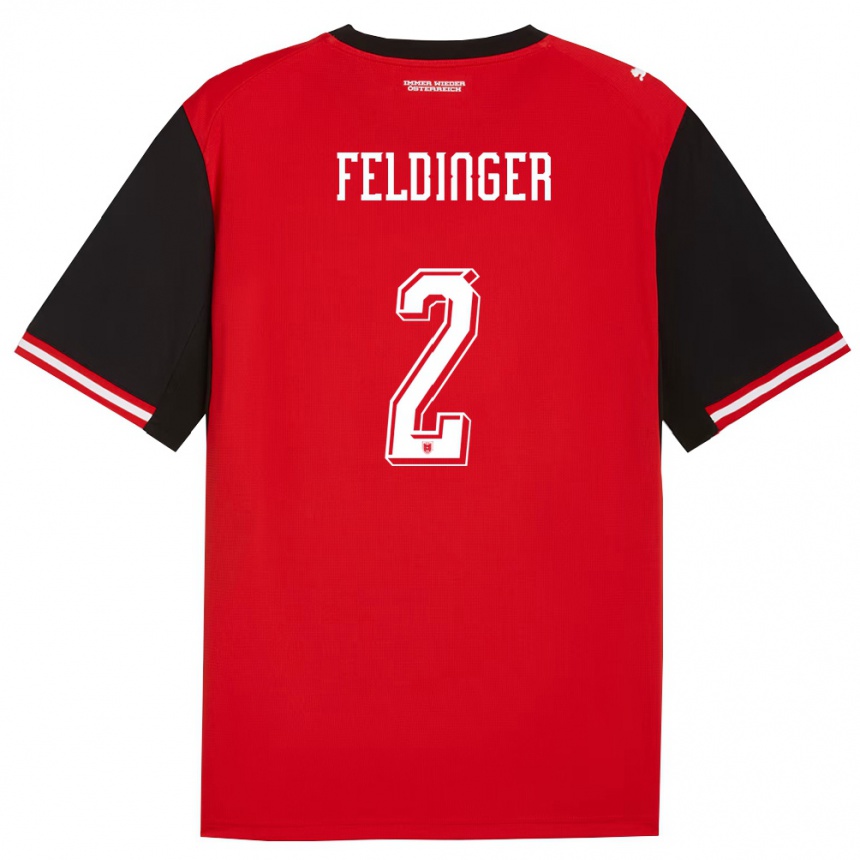 ילדים כדורגל אוסטריה Rafael Feldinger #2 שחור לבן ג'רזי ביתית 26-28