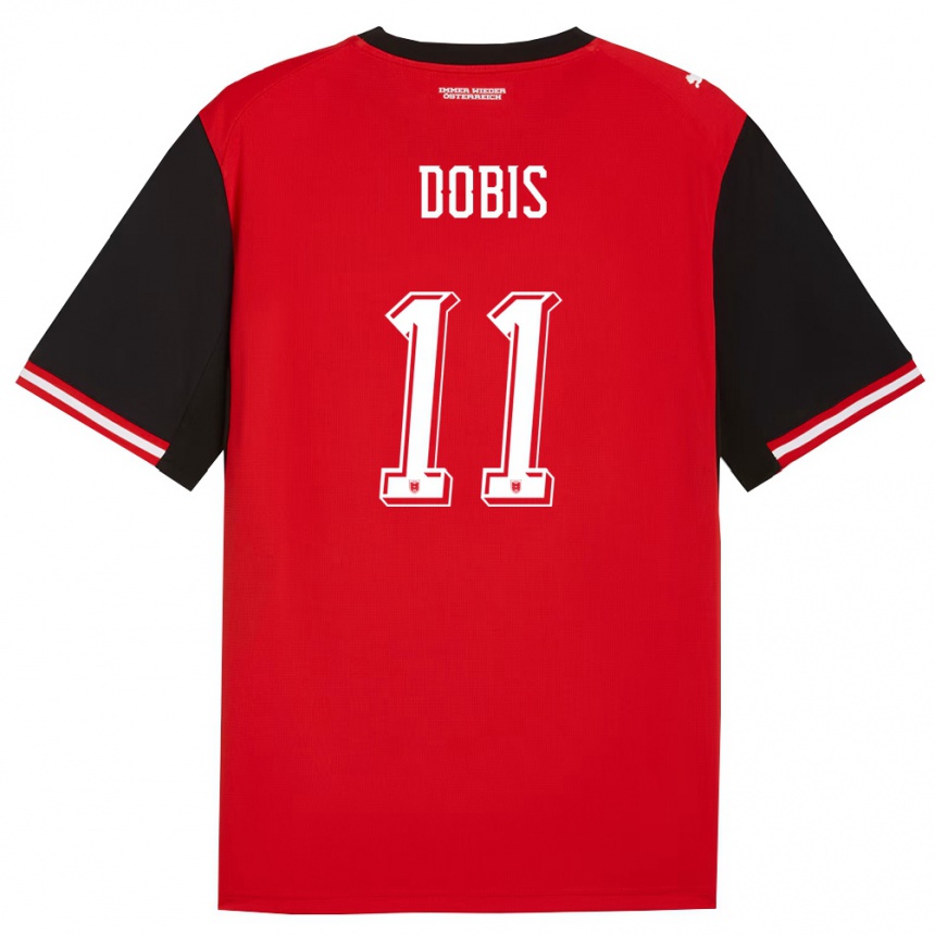 ילדים כדורגל אוסטריה Dominik Dobis #11 שחור לבן ג'רזי ביתית 26-28