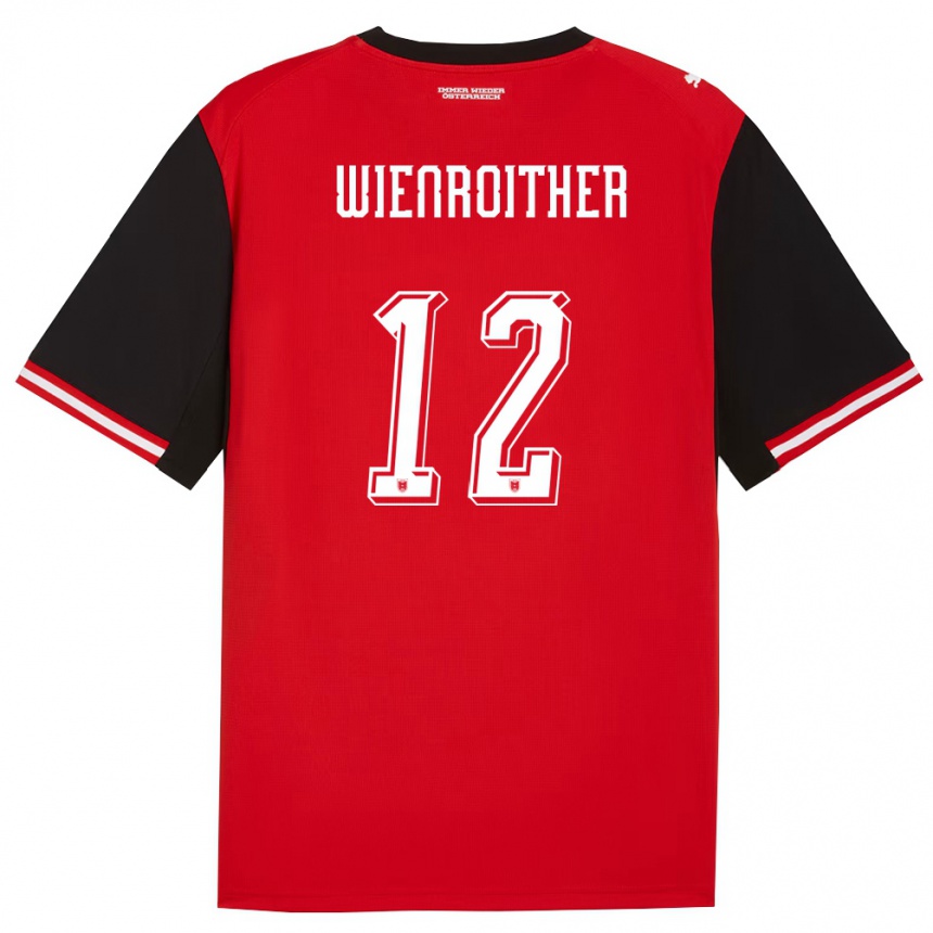 ילדים כדורגל אוסטריה Laura Wienroither #12 שחור לבן ג'רזי ביתית 26-28