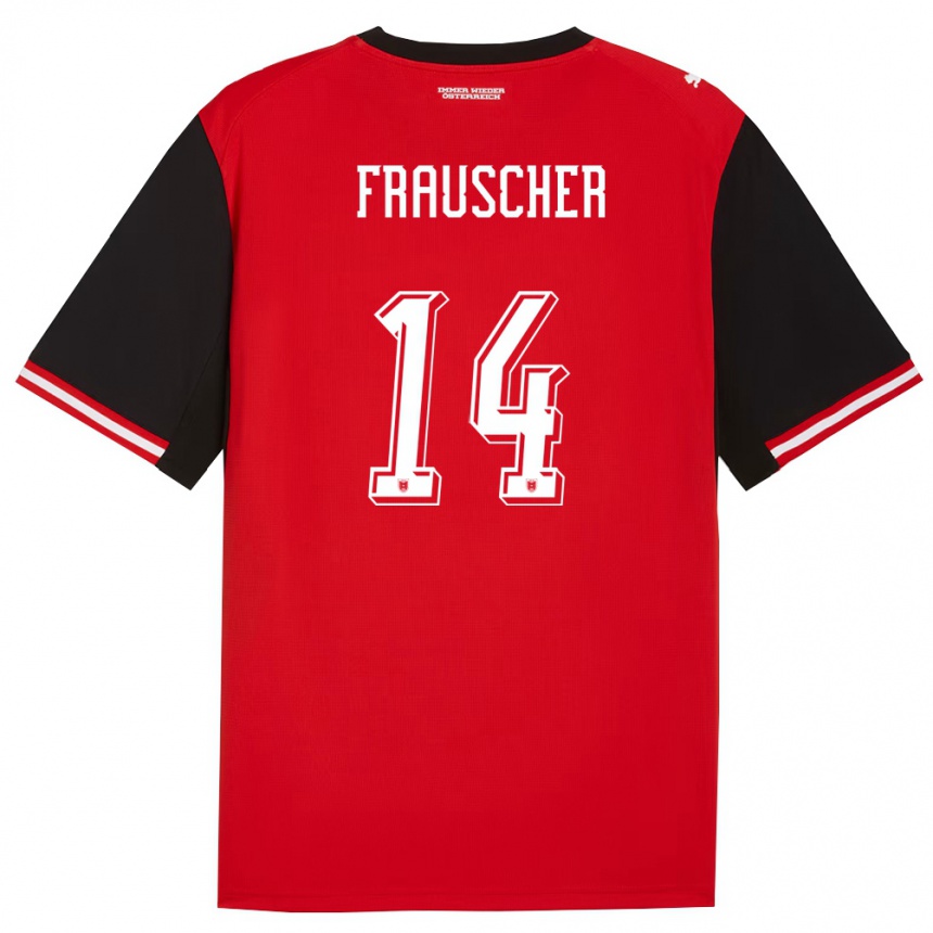 ילדים כדורגל אוסטריה Daniel Frauscher #14 שחור לבן ג'רזי ביתית 26-28