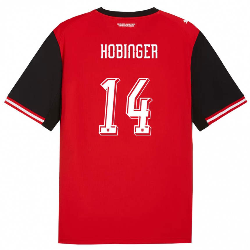 ילדים כדורגל אוסטריה Marie Höbinger #14 שחור לבן ג'רזי ביתית 26-28