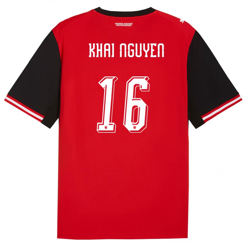 ילדים כדורגל אוסטריה Quoc Khai Nguyen #16 שחור לבן ג'רזי ביתית 26-28
