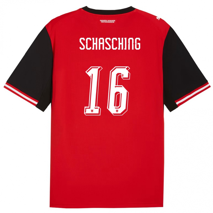 ילדים כדורגל אוסטריה Annabel Schasching #16 שחור לבן ג'רזי ביתית 26-28