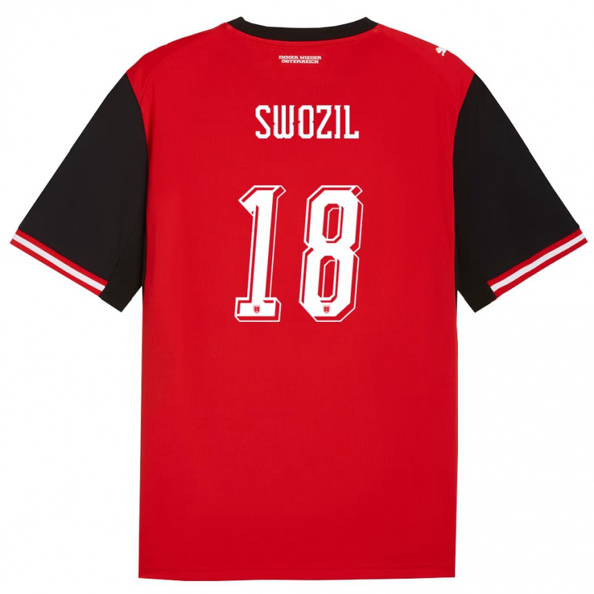 ילדים כדורגל אוסטריה Bernhard Swozil #18 שחור לבן ג'רזי ביתית 26-28