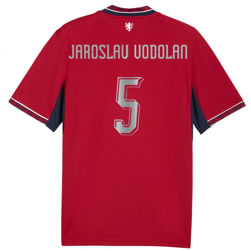ילדים כדורגל צ'כיה Stepan Jaroslav Vodolan #5 אדום לבן כהה ג'רזי ביתית 26-28