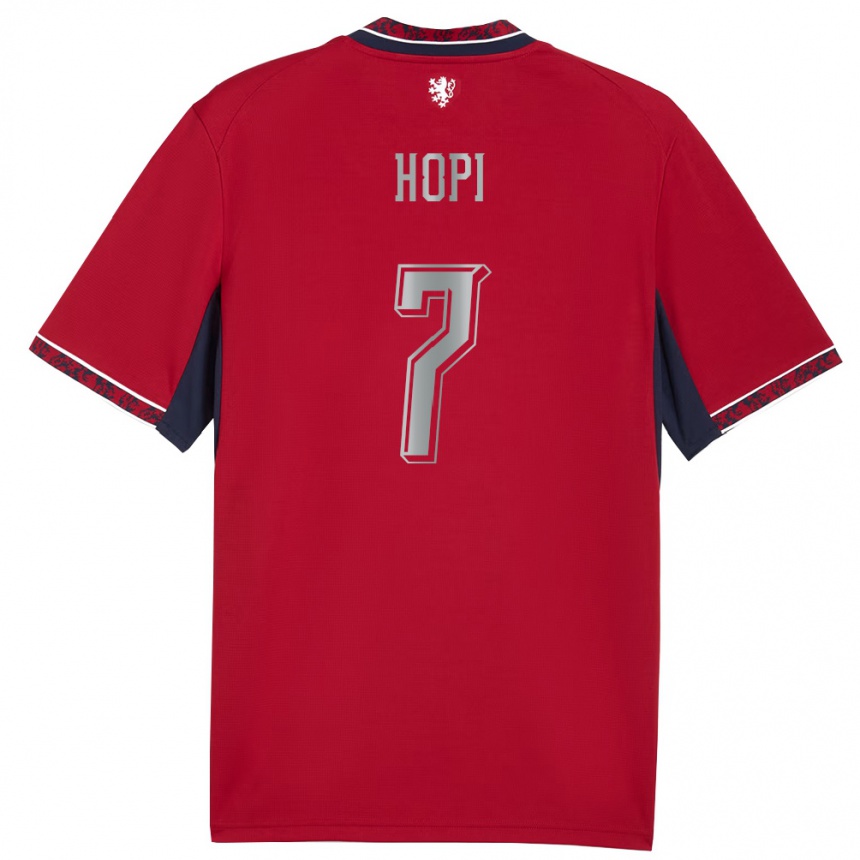 ילדים כדורגל צ'כיה Idris Hopi #7 אדום לבן כהה ג'רזי ביתית 26-28