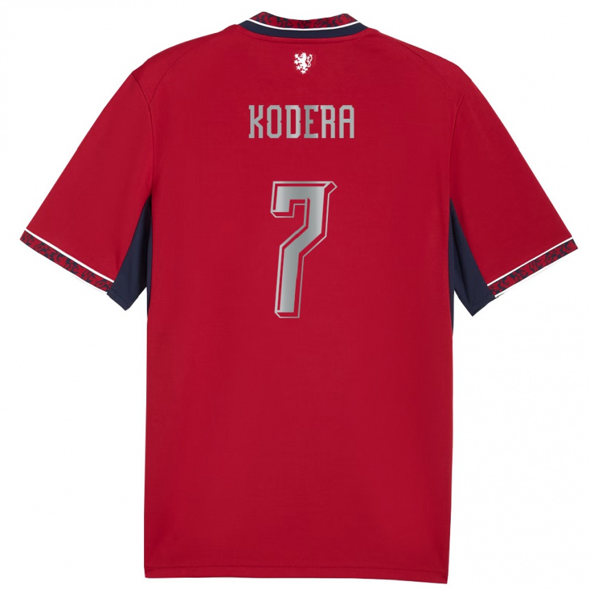 ילדים כדורגל צ'כיה Matyas Kodera #7 אדום לבן כהה ג'רזי ביתית 26-28