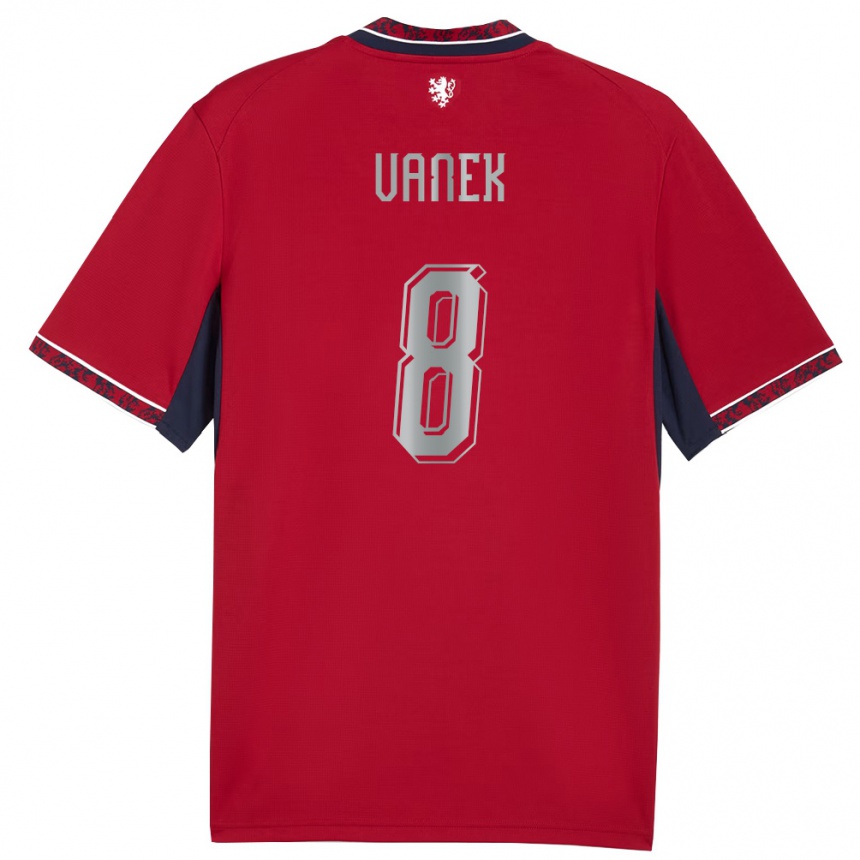 ילדים כדורגל צ'כיה Lukas Vanek #8 אדום לבן כהה ג'רזי ביתית 26-28