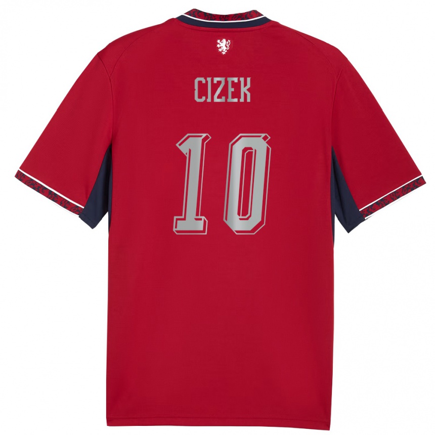 ילדים כדורגל צ'כיה Krystof Cizek #10 אדום לבן כהה ג'רזי ביתית 26-28