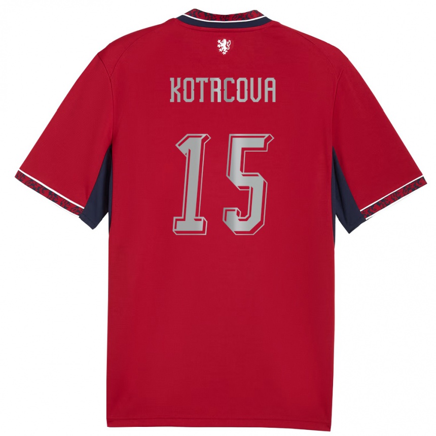 ילדים כדורגל צ'כיה Kateřina Kotrčová #15 אדום לבן כהה ג'רזי ביתית 26-28