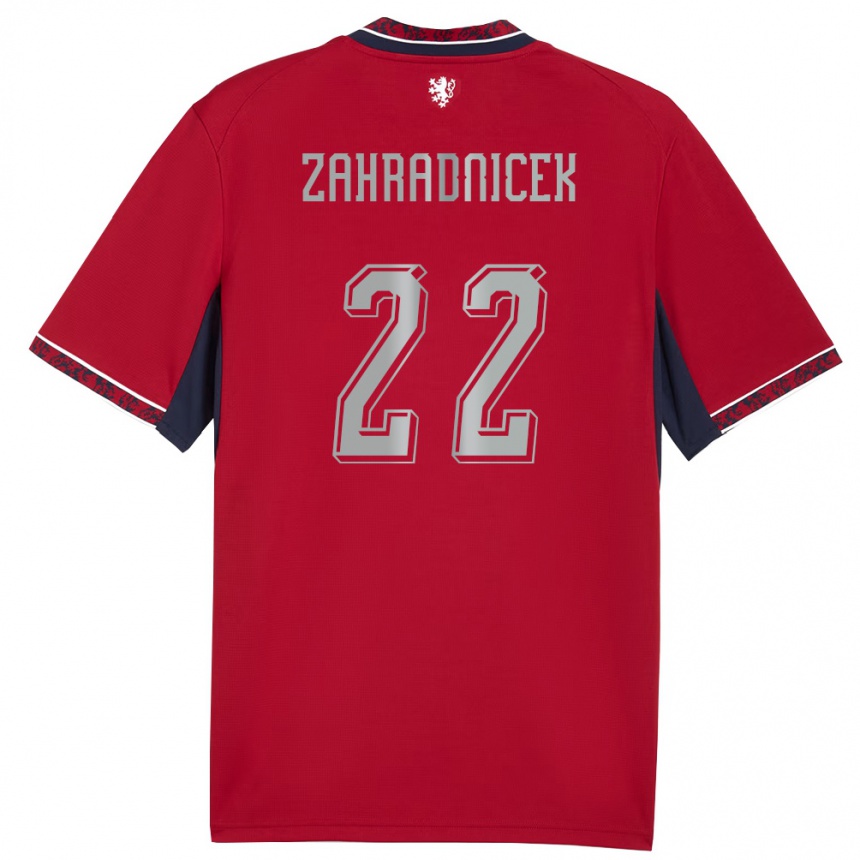 ילדים כדורגל צ'כיה Vaclav Zahradnicek #22 אדום לבן כהה ג'רזי ביתית 26-28