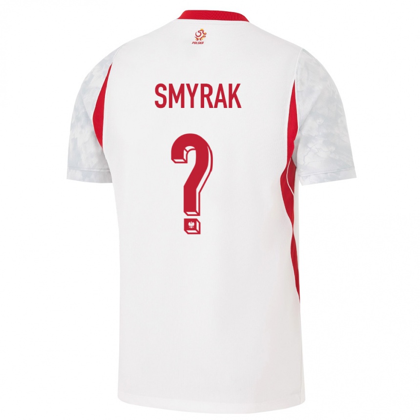 ילדים כדורגל פולין Hubert Smyrak #0 לבן אדום אפור ג'רזי ביתית 26-28