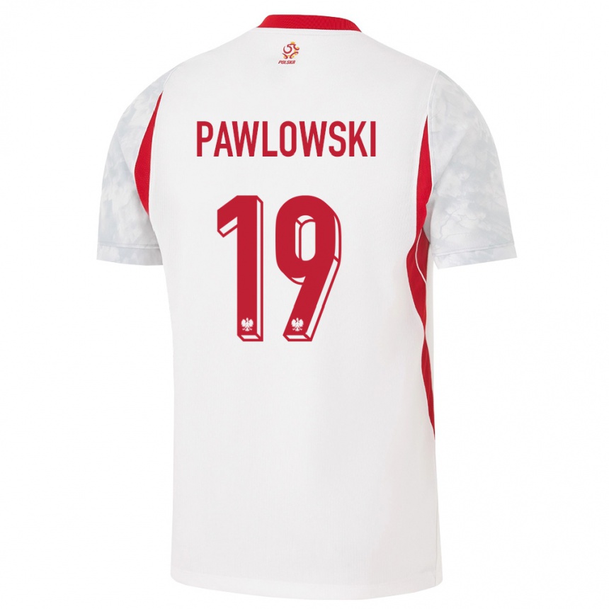 ילדים כדורגל פולין Max Pawlowski #19 לבן אדום אפור ג'רזי ביתית 26-28