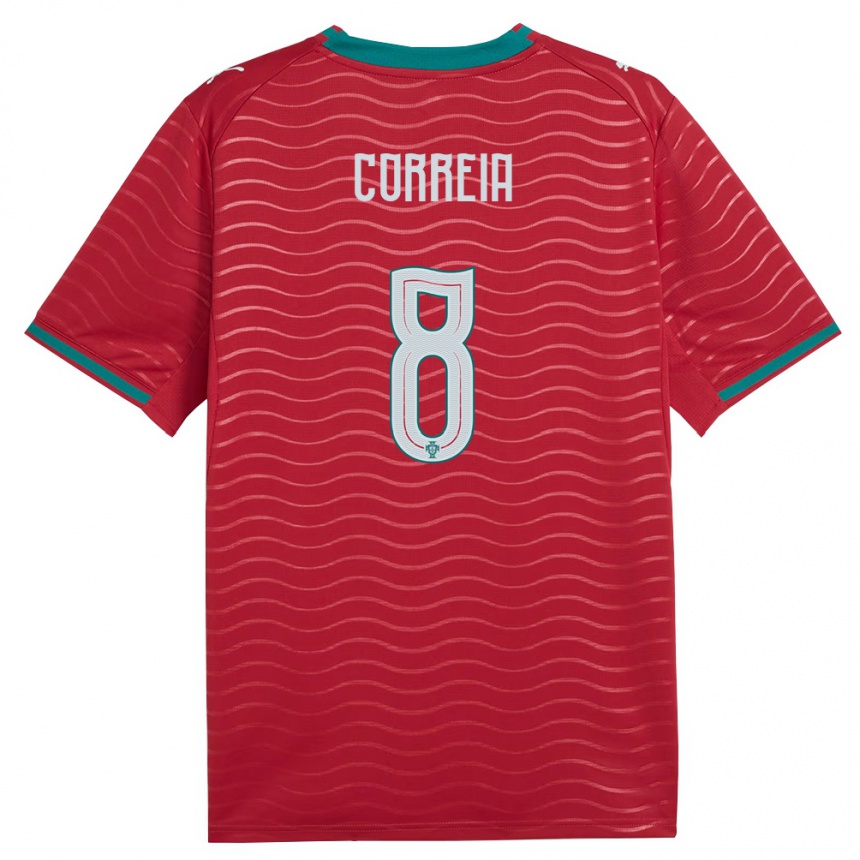 ילדים כדורגל פורטוגל Rúben Correia #8 אדום ירוק לבן ג'רזי ביתית 26-28