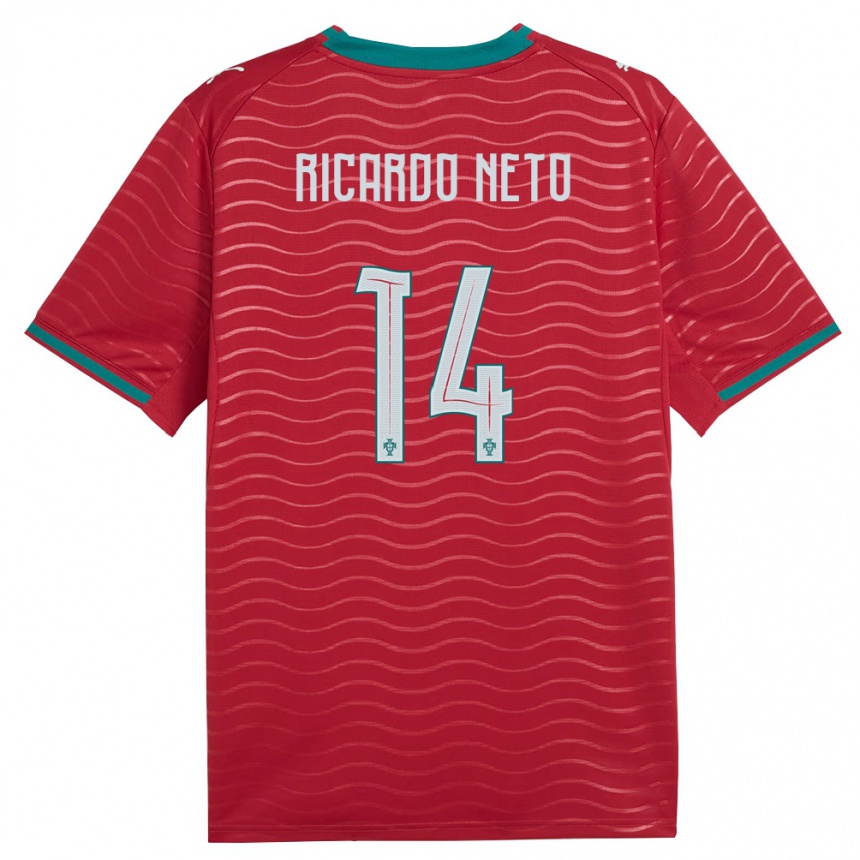 ילדים כדורגל פורטוגל Ricardo Neto #14 אדום ירוק לבן ג'רזי ביתית 26-28
