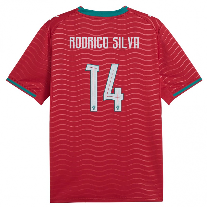 ילדים כדורגל פורטוגל Rodrigo Silva #14 אדום ירוק לבן ג'רזי ביתית 26-28