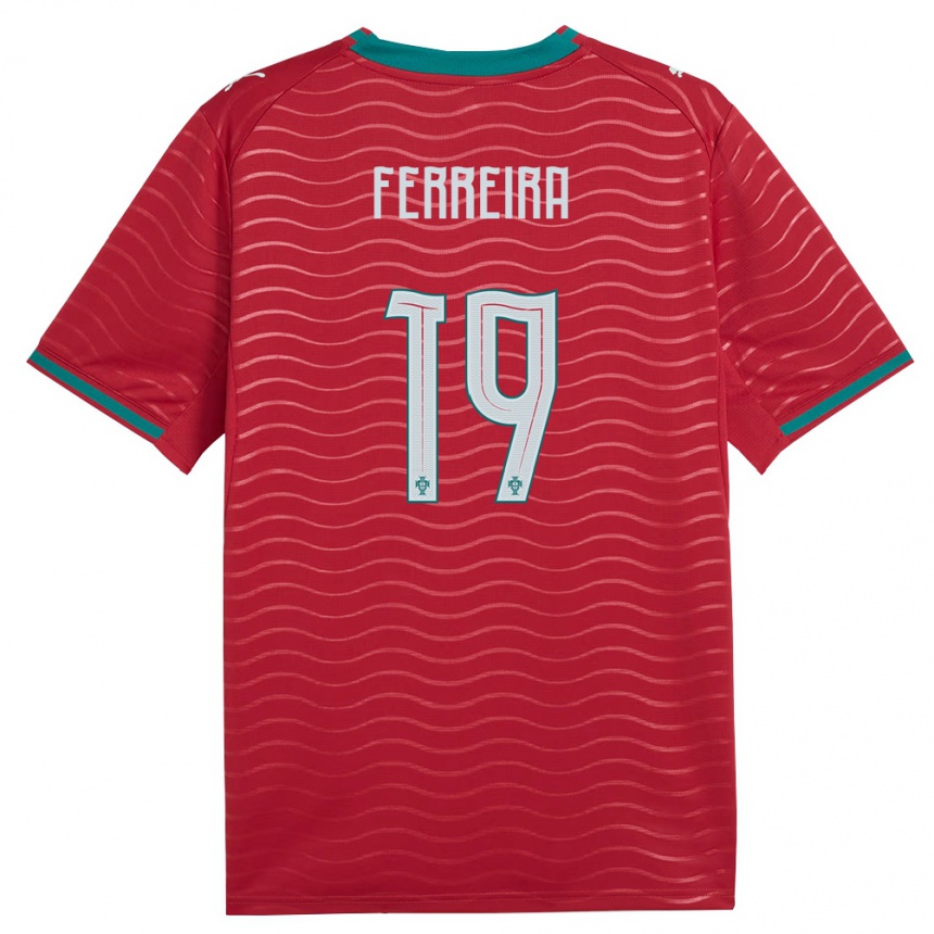 ילדים כדורגל פורטוגל Tiago Ferreira #19 אדום ירוק לבן ג'רזי ביתית 26-28