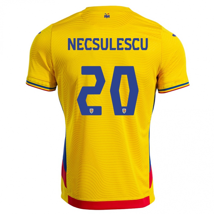 ילדים כדורגל רומניה Robert Necșulescu #20 צהוב אדום ג'רזי ביתית 26-28