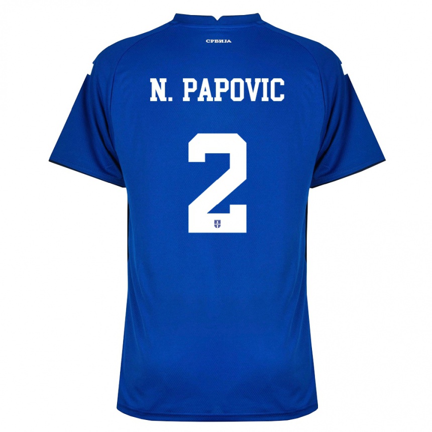 ילדים כדורגל סרביה Niksa Papovic #2 כהה אדום ג'רזי ביתית 26-28