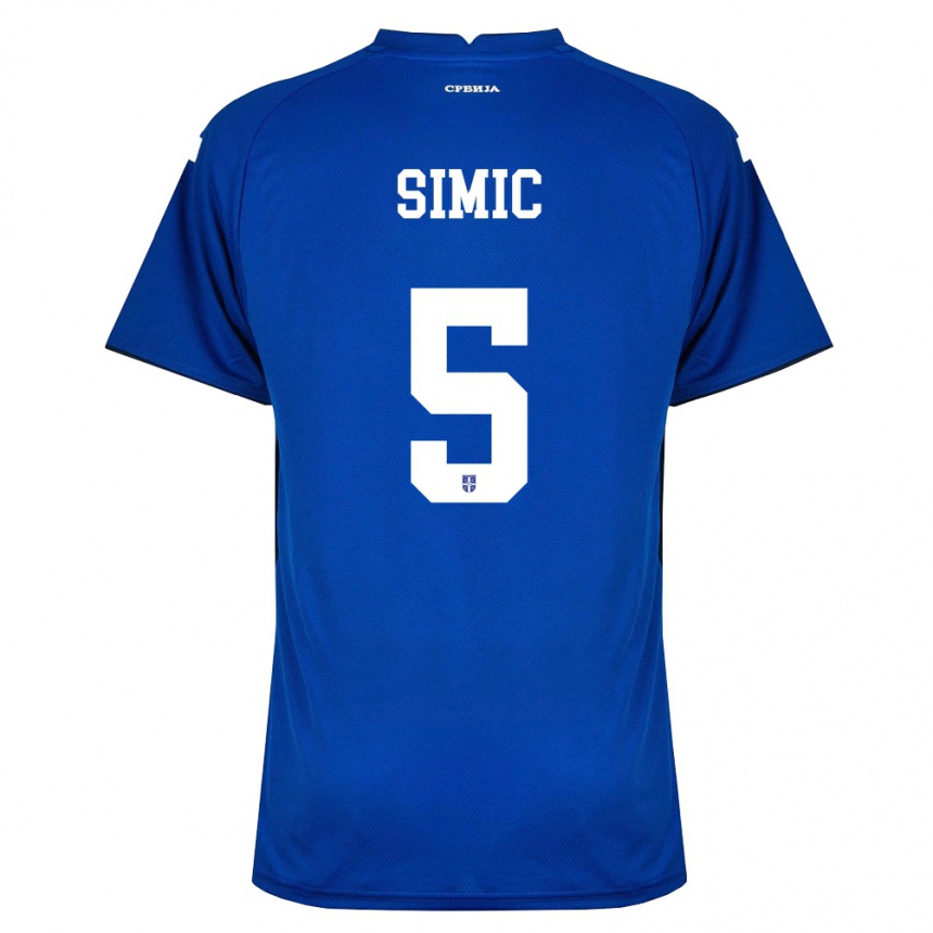 ילדים כדורגל סרביה Nikola Simic #5 כהה אדום ג'רזי ביתית 26-28