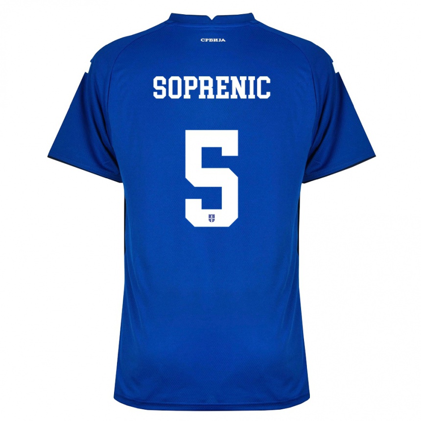 ילדים כדורגל סרביה Milos Soprenic #5 כהה אדום ג'רזי ביתית 26-28