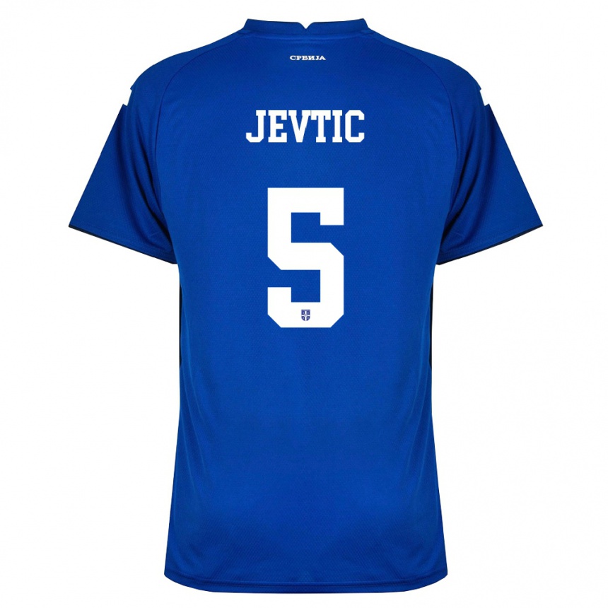 ילדים כדורגל סרביה Lazar Jevtic #5 כהה אדום ג'רזי ביתית 26-28