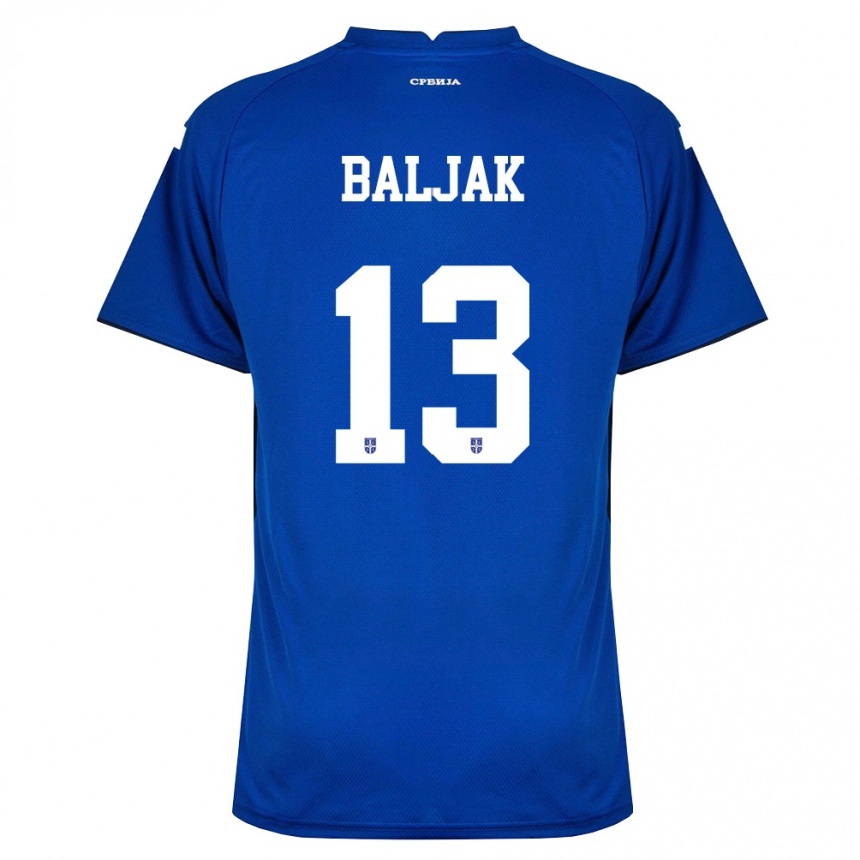 ילדים כדורגל סרביה Uros Baljak #13 כהה אדום ג'רזי ביתית 26-28
