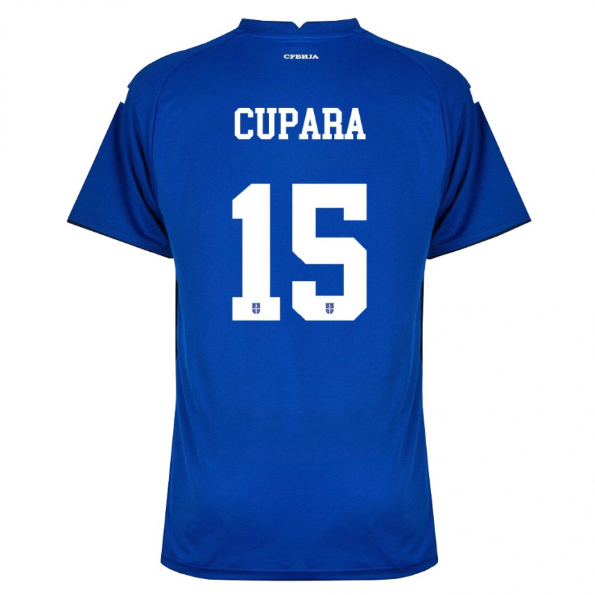 ילדים כדורגל סרביה Dusan Cupara #15 כהה אדום ג'רזי ביתית 26-28