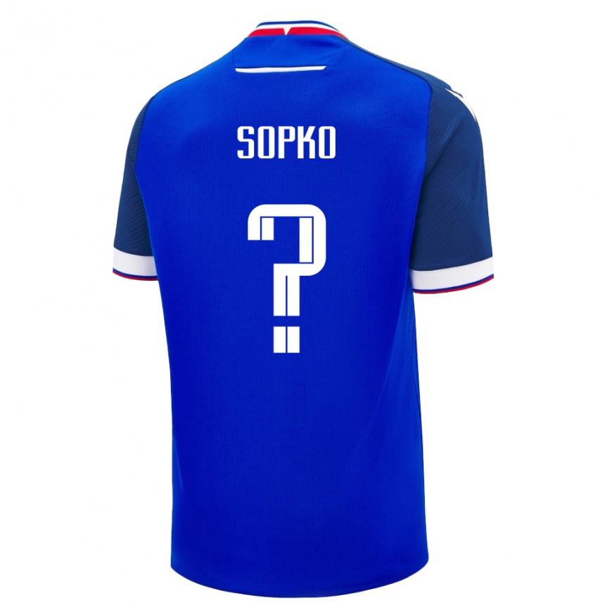 ילדים כדורגל סלובקיה Patrik Sopko #0 כחול לבן ג'רזי ביתית 26-28