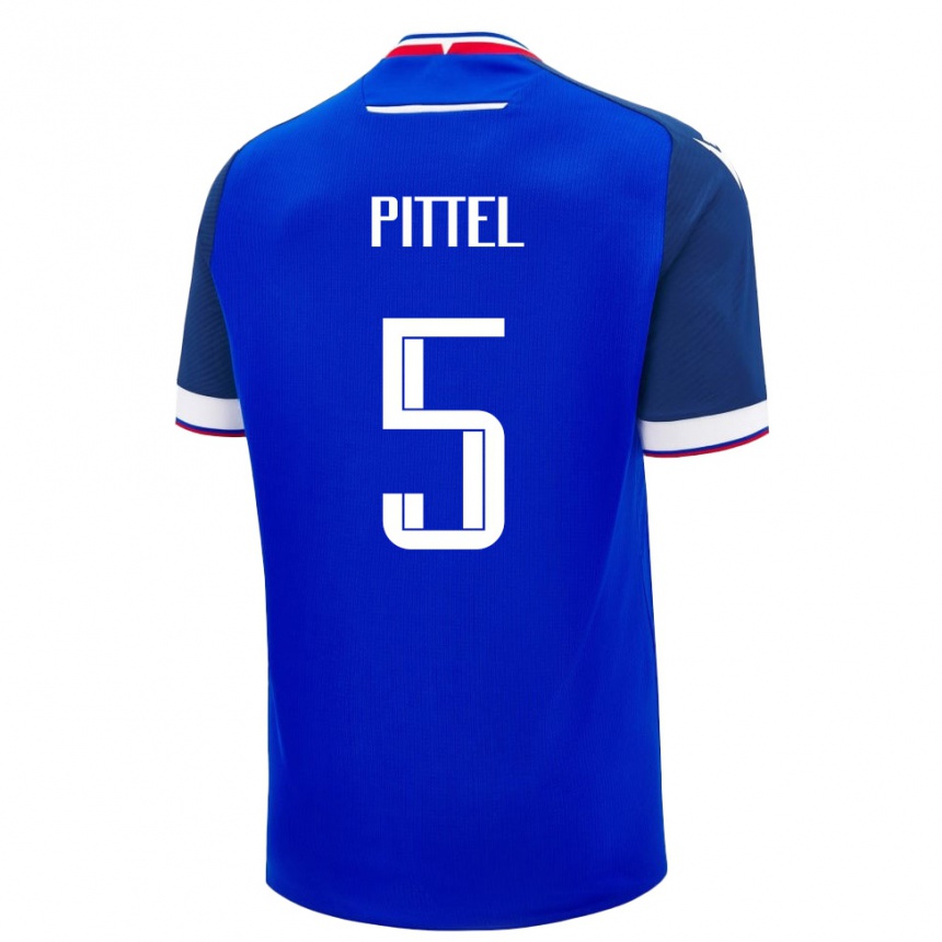 ילדים כדורגל סלובקיה Peter Pittel #5 כחול לבן ג'רזי ביתית 26-28