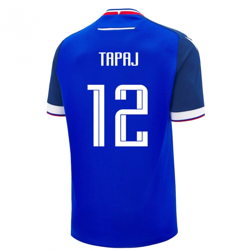 ילדים כדורגל סלובקיה Dominik Tapaj #12 כחול לבן ג'רזי ביתית 26-28