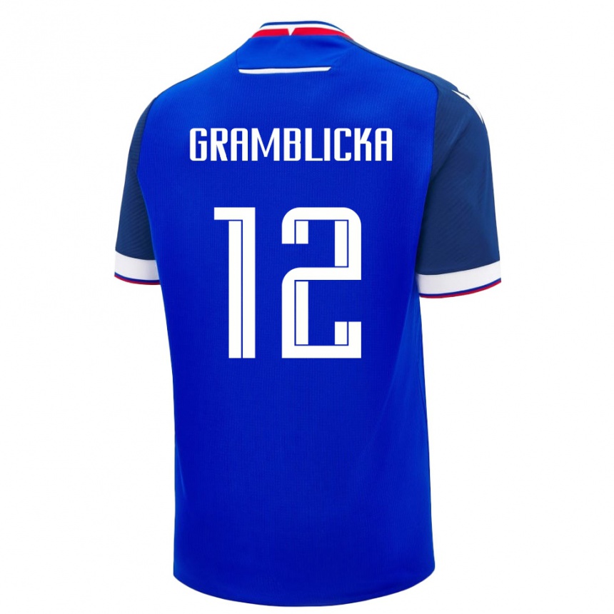 ילדים כדורגל סלובקיה Daniel Gramblicka #12 כחול לבן ג'רזי ביתית 26-28