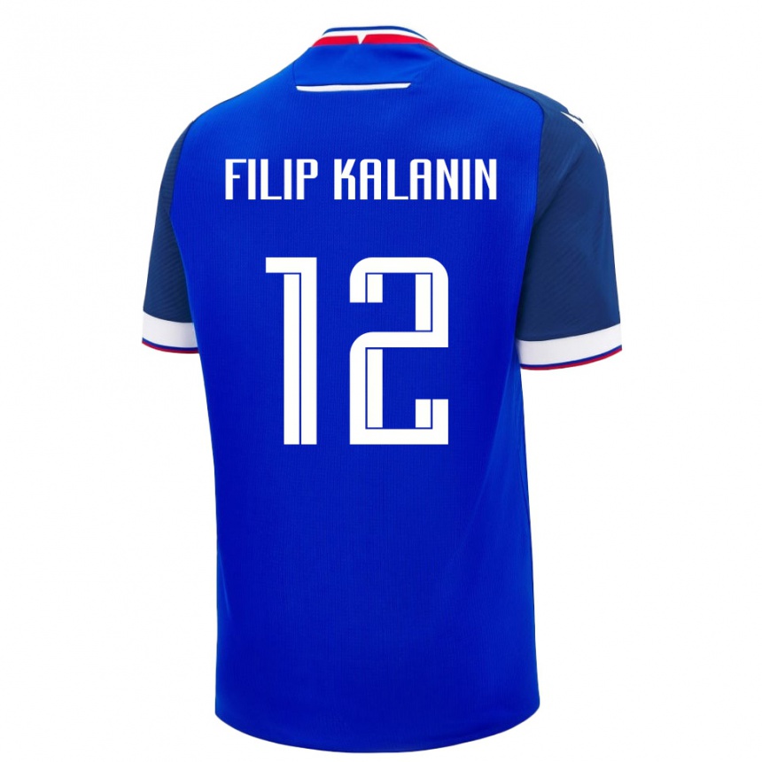 ילדים כדורגל סלובקיה Filip Kalanin #12 כחול לבן ג'רזי ביתית 26-28