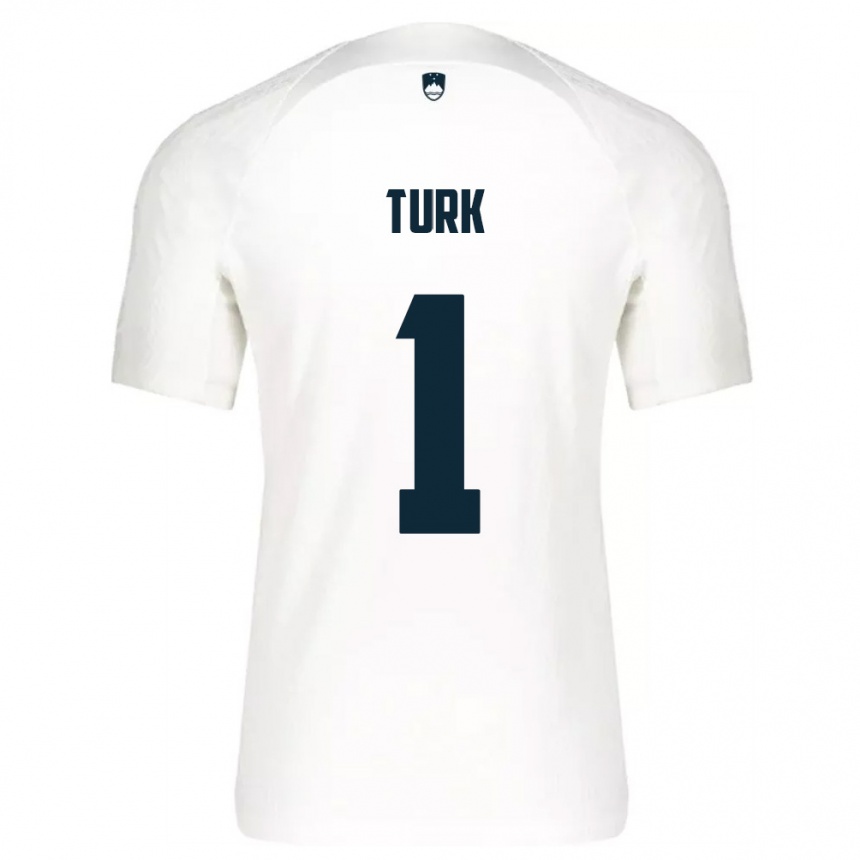ילדים כדורגל סלובניה Martin Turk #1 לבן כחול ג'רזי ביתית 26-28