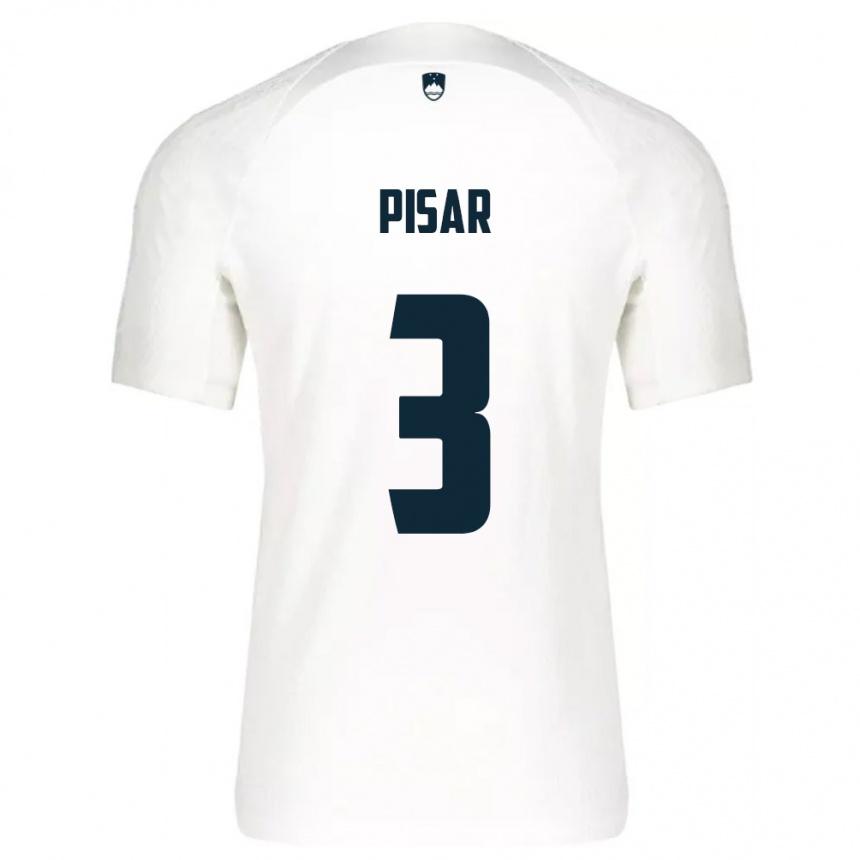 ילדים כדורגל סלובניה Leo Pisar #3 לבן כחול ג'רזי ביתית 26-28