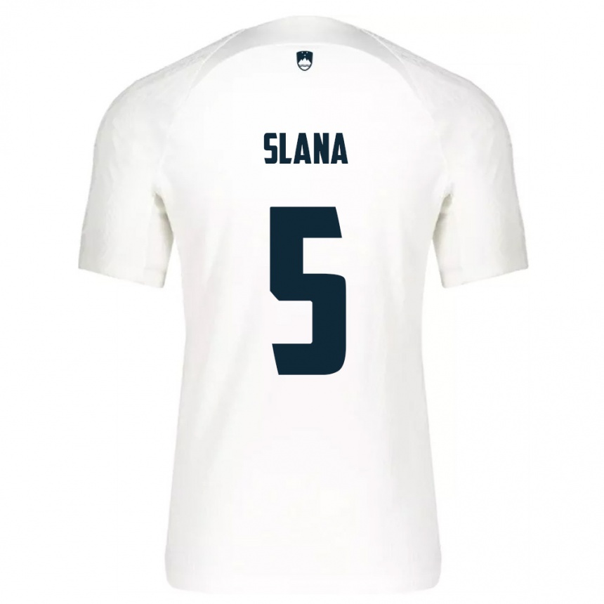 ילדים כדורגל סלובניה Filip Slana #5 לבן כחול ג'רזי ביתית 26-28