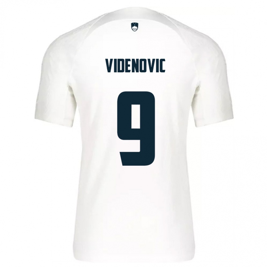 ילדים כדורגל סלובניה Denis Videnovic #9 לבן כחול ג'רזי ביתית 26-28