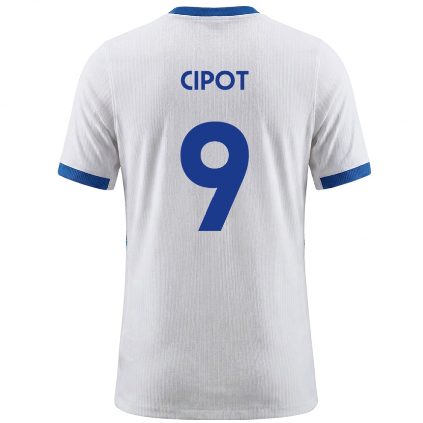 ילדים כדורגל סלובניה Tio Cipot #9 לבן כחול ג'רזי ביתית 26-28
