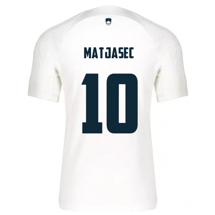 ילדים כדורגל סלובניה Miha Matjasec #10 לבן כחול ג'רזי ביתית 26-28