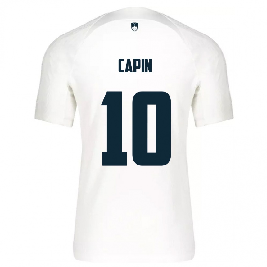 ילדים כדורגל סלובניה Stefan Capin #10 לבן כחול ג'רזי ביתית 26-28