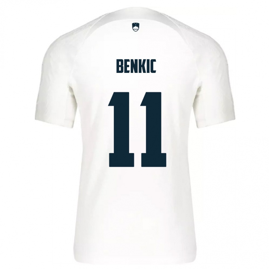 ילדים כדורגל סלובניה Kevin Benkic #11 לבן כחול ג'רזי ביתית 26-28